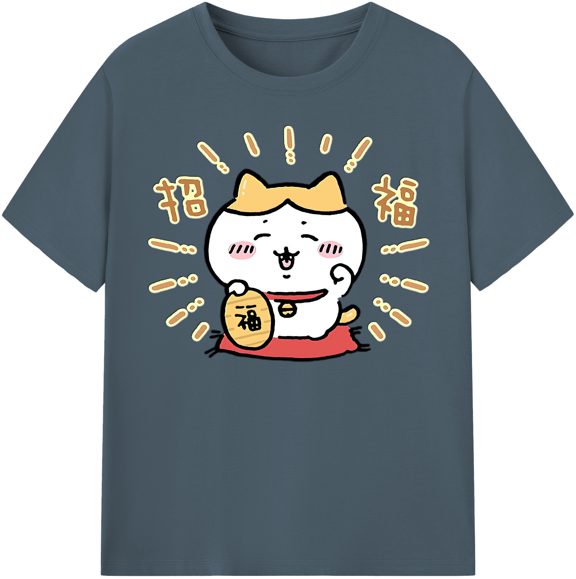 （画像用） ちいかわ ハチワレ Chii-kawa hachiware 綿100％半袖Tシャツ（フロントプリント）